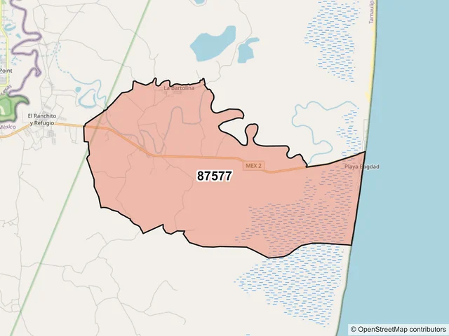 Mapa del código postal 87577, Matamoros, Tamaulipas