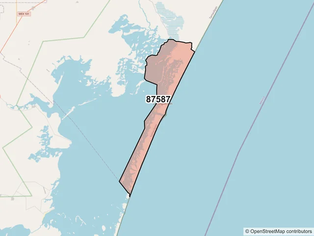 Mapa del código postal 87587, Matamoros, Tamaulipas