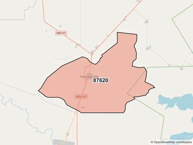 Mapa del código postal 87620, San Fernando, Tamaulipas