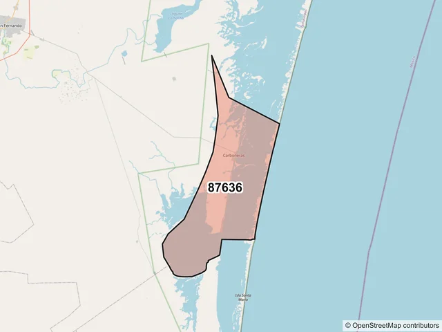 Mapa del código postal 87636, San Fernando, Tamaulipas