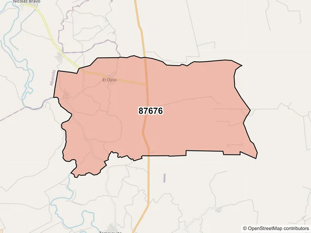 Mapa del código postal 87676, Soto la Marina, Tamaulipas