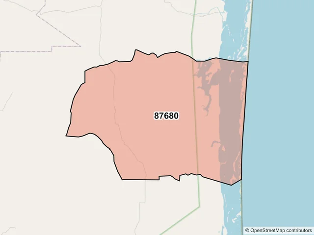 Mapa del código postal 87680, Soto la Marina, Tamaulipas