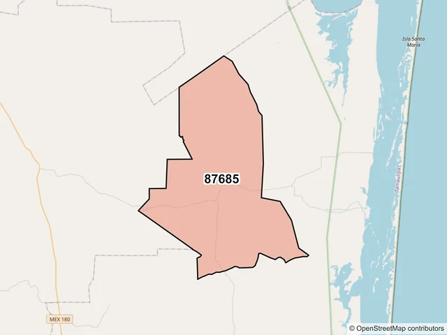 Mapa del código postal 87685, Soto la Marina, Tamaulipas