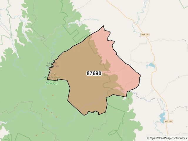 Mapa del código postal 87690, Soto la Marina, Tamaulipas