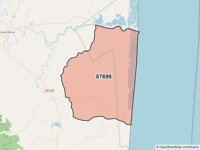 Mapa del código postal 87698, Soto la Marina, Tamaulipas