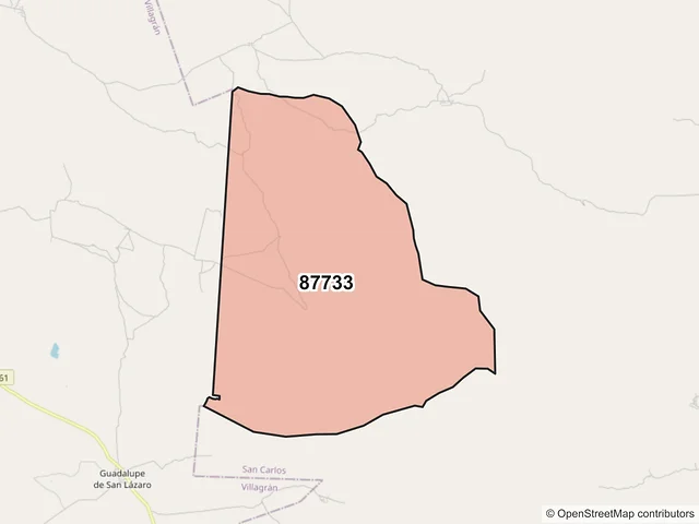 Mapa del código postal 87733, San Carlos, Tamaulipas