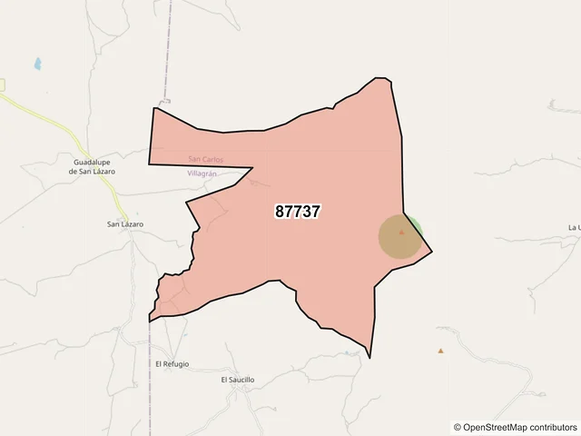 Mapa del código postal 87737, San Carlos, Tamaulipas