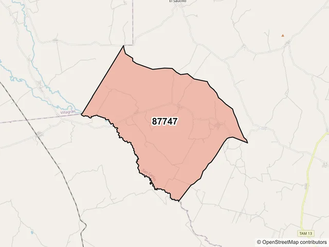 Mapa del código postal 87747, San Carlos, Tamaulipas