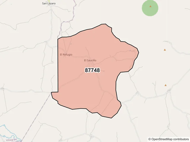 Mapa del código postal 87748, San Carlos, Tamaulipas
