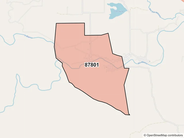 Mapa del código postal 87801, Hidalgo, Tamaulipas