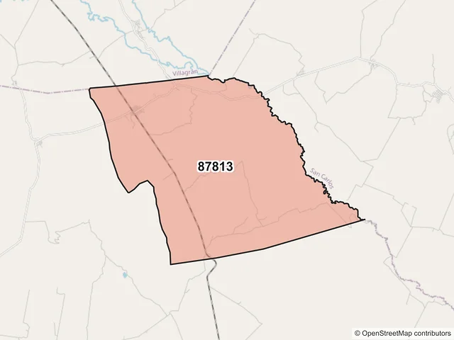 Mapa del código postal 87813, Hidalgo, Tamaulipas