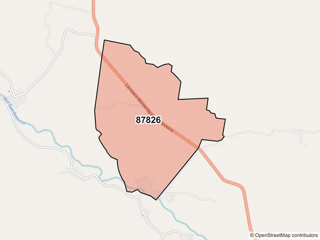 Mapa del código postal 87826, Hidalgo, Tamaulipas