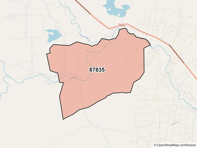 Mapa del código postal 87835, Hidalgo, Tamaulipas