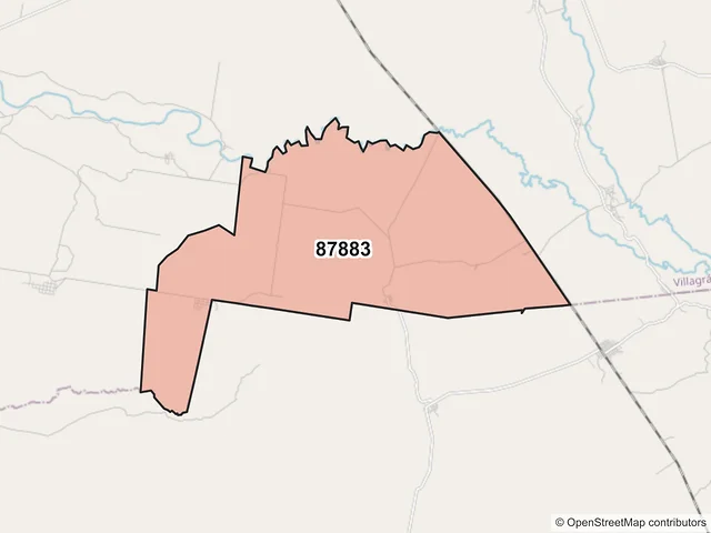 Mapa del código postal 87883, Villagrán, Tamaulipas