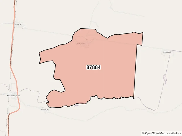 Mapa del código postal 87884, Villagrán, Tamaulipas
