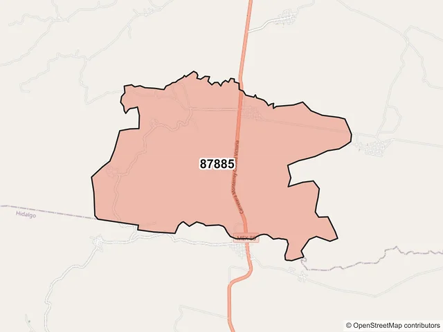 Mapa del código postal 87885, Villagrán, Tamaulipas