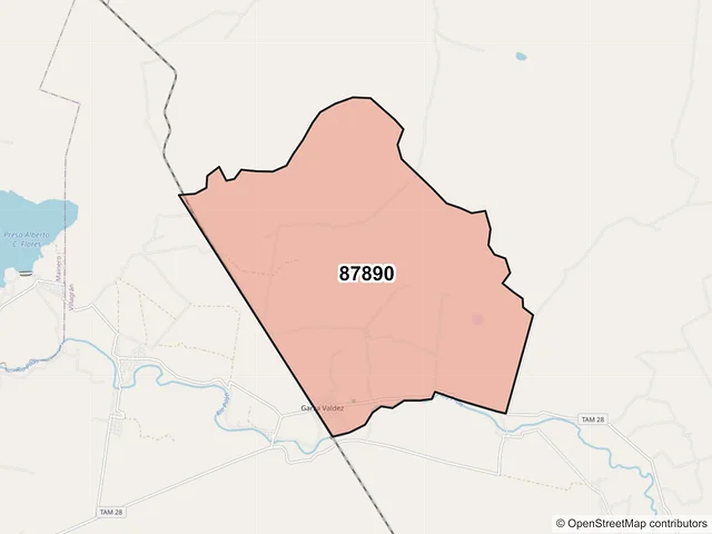 Mapa del código postal 87890, Villagrán, Tamaulipas