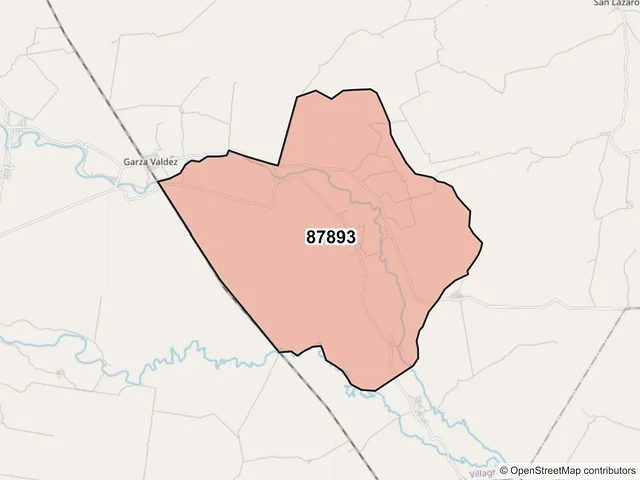 Mapa del código postal 87893, Villagrán, Tamaulipas