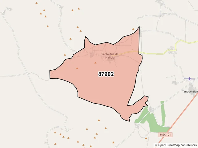 Mapa del código postal 87902, Tula, Tamaulipas