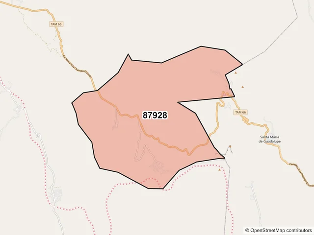 Mapa del código postal 87928, Tula, Tamaulipas