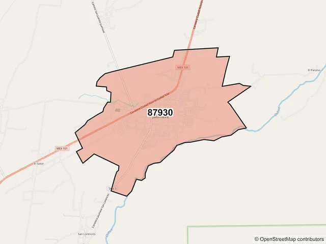Mapa del código postal 87930, Jaumave, Tamaulipas