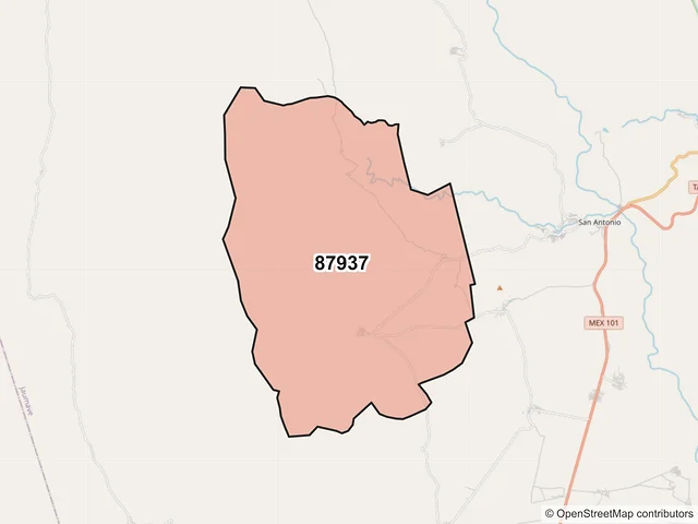 Mapa del código postal 87937, Jaumave, Tamaulipas