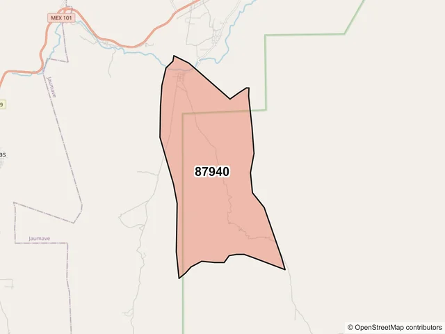 Mapa del código postal 87940, Jaumave, Tamaulipas
