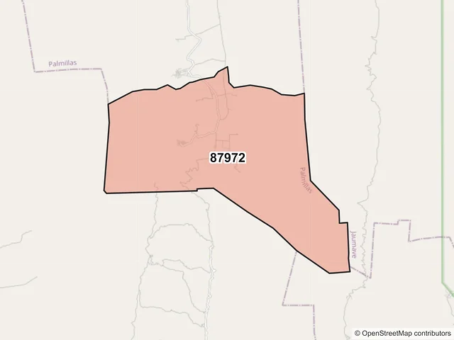 Mapa del código postal 87972, Palmillas, Tamaulipas