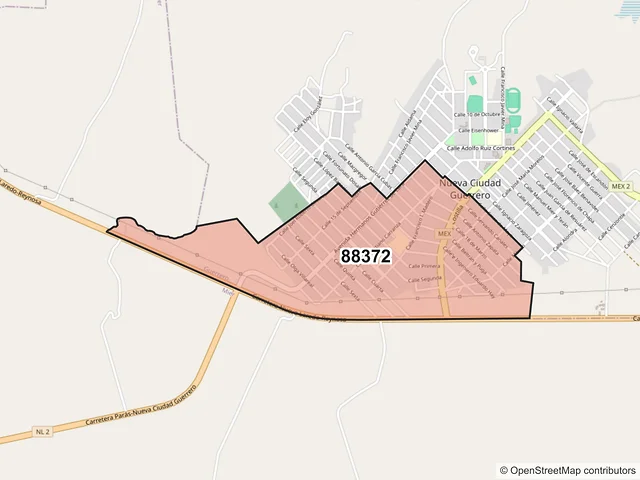 Mapa del código postal 88372, Guerrero, Tamaulipas