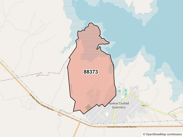 Mapa del código postal 88373, Guerrero, Tamaulipas
