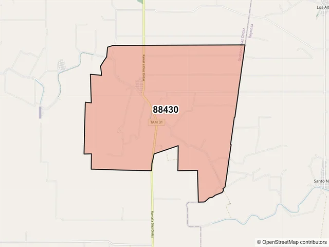 Mapa del código postal 88430, Gustavo Díaz Ordaz, Tamaulipas