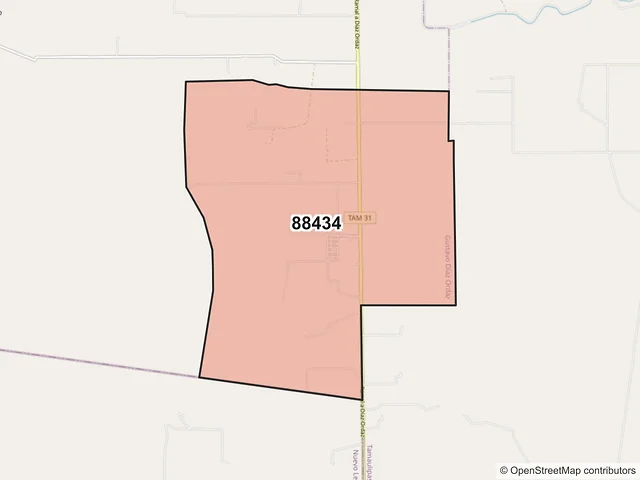 Mapa del código postal 88434, Gustavo Díaz Ordaz, Tamaulipas