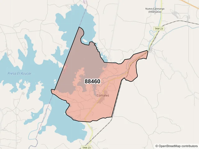 Mapa del código postal 88460, Camargo, Tamaulipas