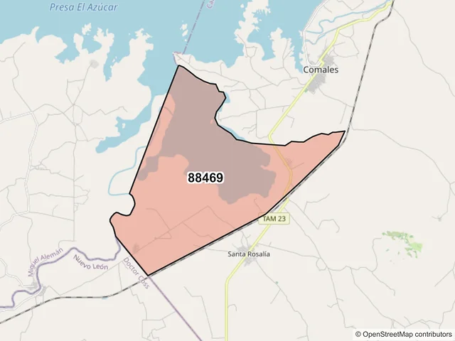 Mapa del código postal 88469, Camargo, Tamaulipas