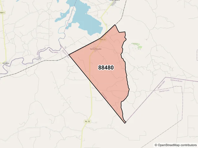 Mapa del código postal 88480, Camargo, Tamaulipas