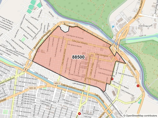 Mapa del código postal 88500, Reynosa, Tamaulipas