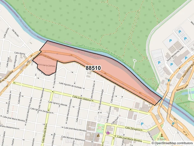 Mapa del código postal 88510, Reynosa, Tamaulipas