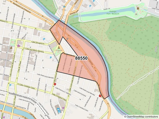 Mapa del código postal 88550, Reynosa, Tamaulipas