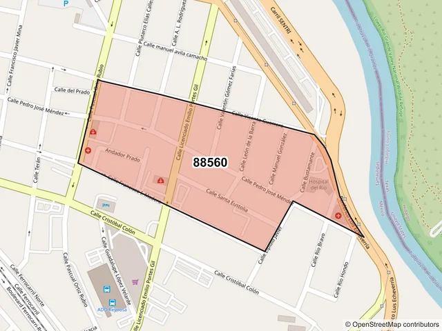 Mapa del código postal 88560, Reynosa, Tamaulipas