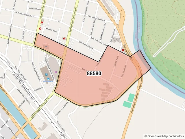 Mapa del código postal 88580, Reynosa, Tamaulipas
