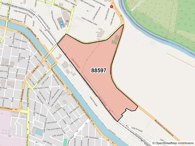 Mapa del código postal 88597, Reynosa, Tamaulipas