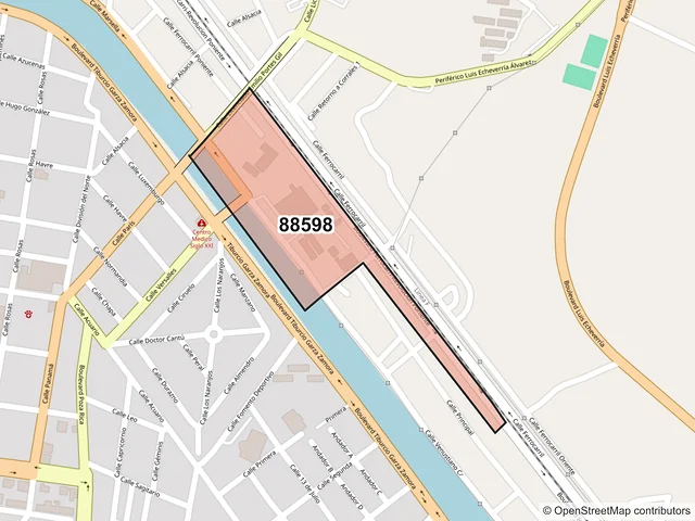 Mapa del código postal 88598, Reynosa, Tamaulipas