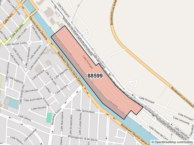 Mapa del código postal 88599, Reynosa, Tamaulipas