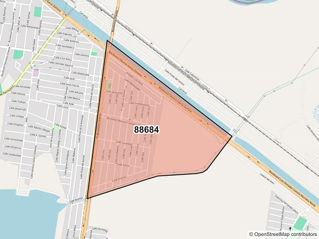 Mapa del código postal 88684, Reynosa, Tamaulipas
