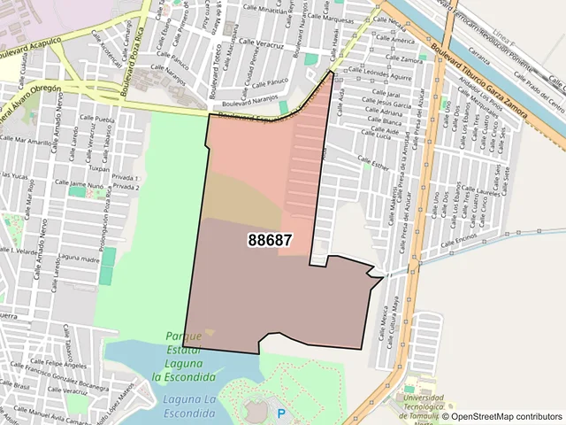 Mapa del código postal 88687, Reynosa, Tamaulipas