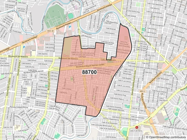 Mapa del código postal 88700, Reynosa, Tamaulipas