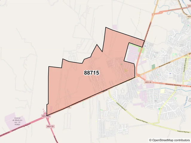 Mapa del código postal 88715, Reynosa, Tamaulipas
