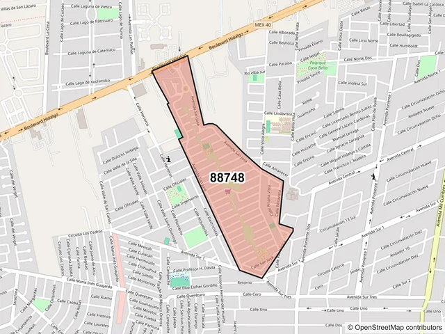 Mapa del código postal 88748, Reynosa, Tamaulipas