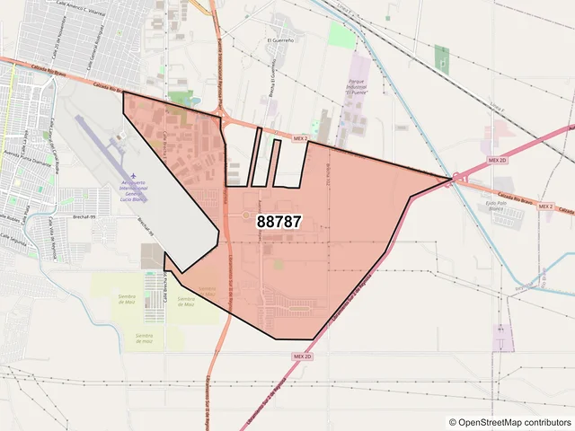 Mapa del código postal 88787, Reynosa, Tamaulipas