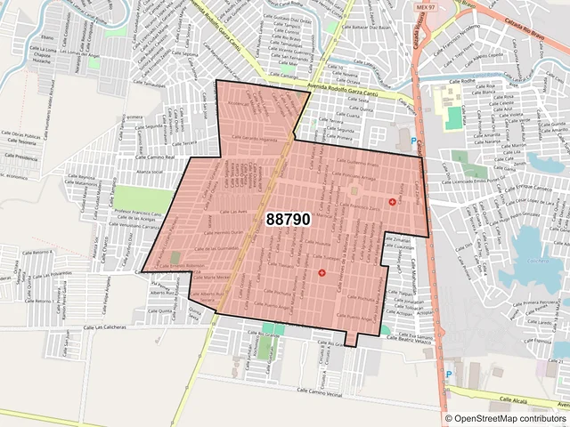 Mapa del código postal 88790, Reynosa, Tamaulipas